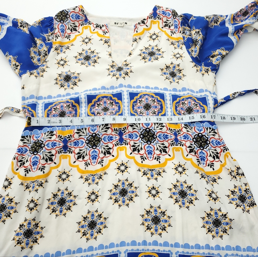 BODEN Occasion Blouson Maxi Dress Surf The Web Mosaic Charm Multicolor Size 8 - Picture 6 of 12